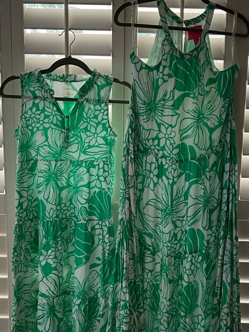 LILLY PULITZER Green and White Floral Tiered Maxi Dress- MED - Picture 4 of 7